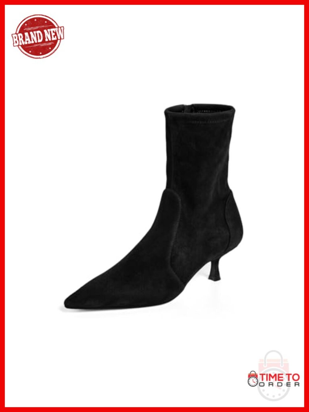 Womens Low Kitten Heel Ankle Boots Pointed Toe Side Zipper Fall Booties